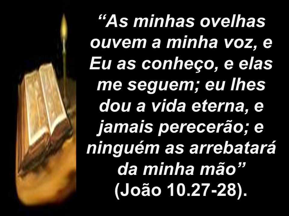 “As minhas ovelhas ouvem a minha voz, e Eu as conheço, e elas me seguem; eu lhes dou a vida eterna, e jamais perecerão; e ninguém as arrebatará da minha mão” João 10. 27-28