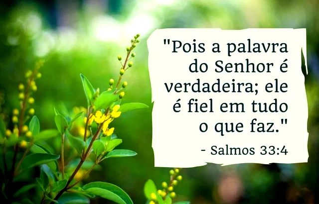 “Pois a palavra do Senhor é verdadeira; Ele é Fiel em tudo que faz.” Salmos 33 : 4